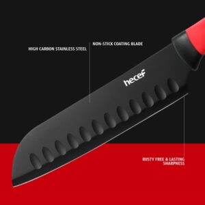 hecef 8-Piece Unique Kitchen knife Set, Knife and Cutting Board Set- 3 Black Stainless Steel Knives with Sheaths and 2 Chopping Mats, Ultra Sharp Knives for Home, Camping, RV, Travel, Picnic and BBQ