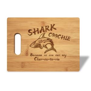 shark charcuterie board, handmade bamboo cootie board laser engraved, personalized shark cutting board chopping board, mothers day gifts for mom, housewarming gift, wedding gift for couple (a11')