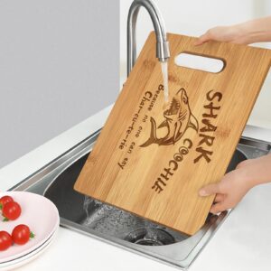 Shark Charcuterie Board, Handmade Bamboo Cootie Board Laser Engraved, Personalized Shark Cutting Board Chopping Board, Mothers Day Gifts for Mom, Housewarming Gift, Wedding Gift for Couple (A11')