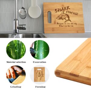 Shark Charcuterie Board, Handmade Bamboo Cootie Board Laser Engraved, Personalized Shark Cutting Board Chopping Board, Mothers Day Gifts for Mom, Housewarming Gift, Wedding Gift for Couple (A11')