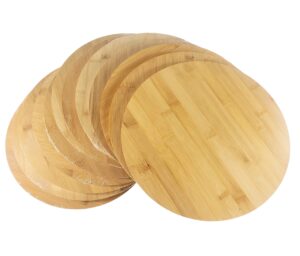 (set of 12) 12" round bulk plain bamboo cheese, cutting board | for customized, personalized engraving purpose | wholesale premium bamboo board