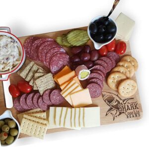 hodge mill shark coochie board, charcuterie board for meat and cheese, charcuterie tray for cheese and crackers, funny cutting board, housewarming, birthday (large board (13.75 x 9.75 x 58))