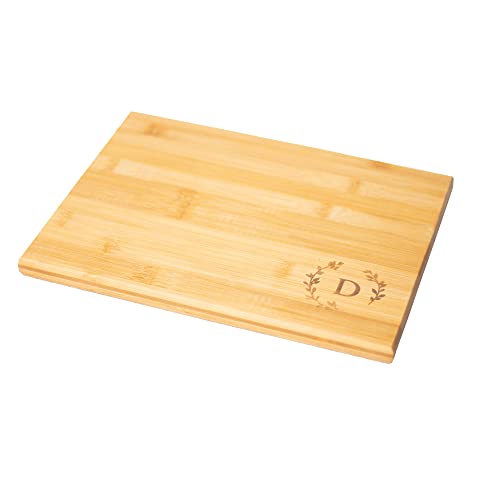 Bamboo Cutting Boards with Famaily Last Name for Kitchen Wedding Gift, Last Name Cutting Board with Engraved Handmade for Housewarming Gifts(Letter D)