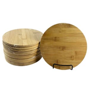 (set of 12) 9" round bulk plain bamboo cutting board, placemat | for customized, personalized engraving purpose | wholesale premium bamboo board