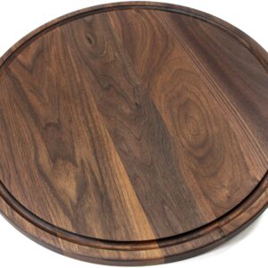 Refine Kitchenware Large Walnut Personalized Circle Board with Juice Groove, 18 Inch Round Personalized Cheese Board, Round Charcuterie Board | 100% Made in the USA