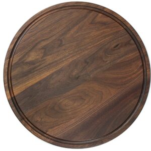 Refine Kitchenware Large Walnut Personalized Circle Board with Juice Groove, 18 Inch Round Personalized Cheese Board, Round Charcuterie Board | 100% Made in the USA