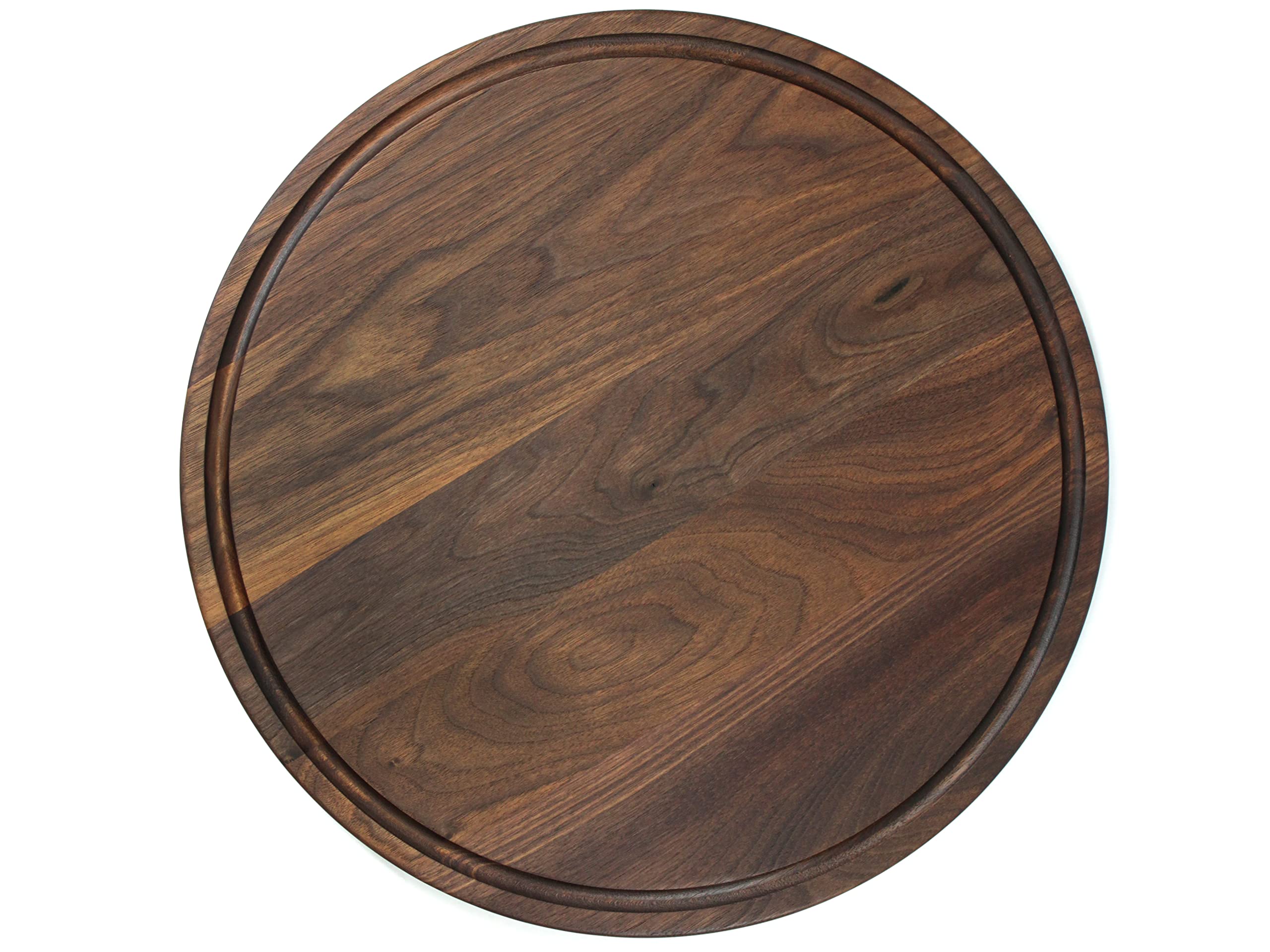 Refine Kitchenware Large Walnut Personalized Circle Board with Juice Groove, 18 Inch Round Personalized Cheese Board, Round Charcuterie Board | 100% Made in the USA