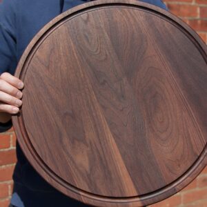 Refine Kitchenware Large Walnut Personalized Circle Board with Juice Groove, 18 Inch Round Personalized Cheese Board, Round Charcuterie Board | 100% Made in the USA