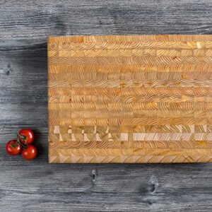 Larch Wood Canada End Grain Medium Cutting Board, Handcrafted for Professional Chefs & Home Cooking, 17-3/4" x 13-1/2" x 1-5/8" plus Larch Wood Beeswax and Mineral Oil Conditioner (1.6 oz/ 45g)