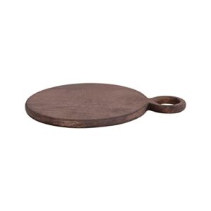 creative co-op mango wood handle, walnut finish cheese and cutting board, 13" l x 10" w x 5" h, brown