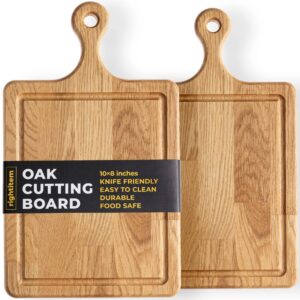 cutting board - 13.5x8 inches small wood cutting board with handle - oak cutting board - 20 mm thin cutting board - real wood cutting board - chopping board for kitchen - edge grain oak wood board