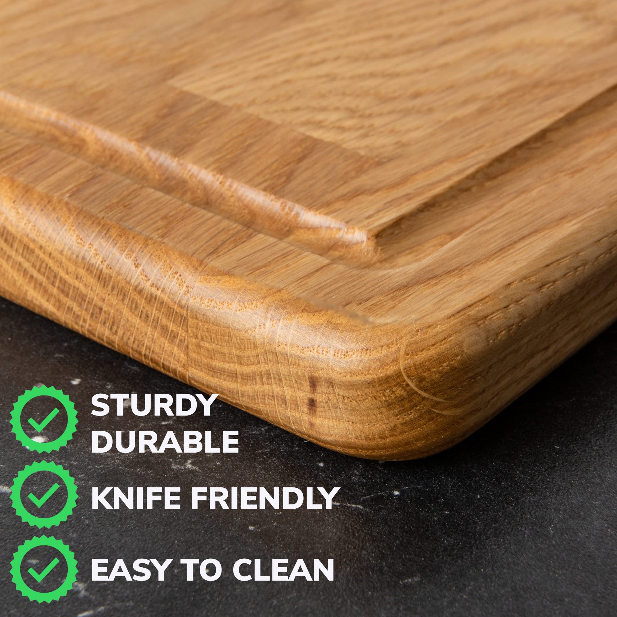 Cutting Board - 13.5x8 Inches Small Wood Cutting Board with Handle - Oak Cutting Board - 20 mm Thin Cutting Board - Real Wood Cutting Board - Chopping Board for Kitchen - Edge Grain Oak Wood Board