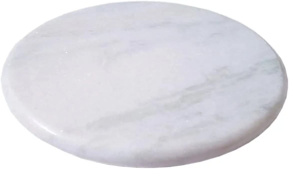 White Marble Chakla/Rolling Board/Chapati Maker/White Board Round Shape by Bhurma Collection