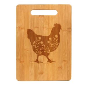 bamboo wood cutting board floral chicken