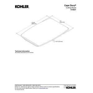 Kohler 471489 K-6637-NA Hardwood Cutting Board, One Size, Wood