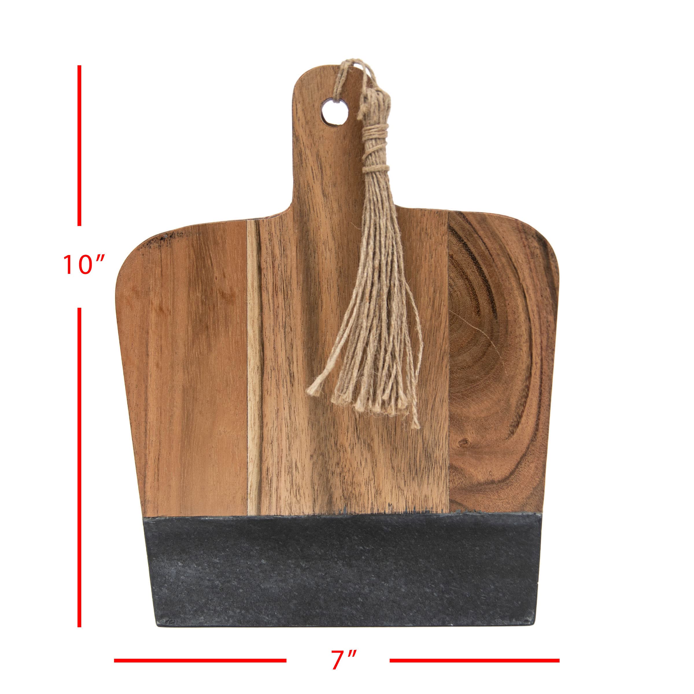 Foreside Home & Garden Small Black Wood, Marble & Jute Cutting Board