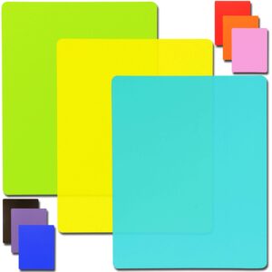 youngever 9 pack plastic cutting boards, flexible colored plastic cutting mats, dishwasher safe chopping boards in 9 assorted colors