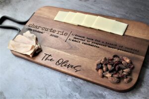 personalized charcuterie board cheese serving board with handle serving tray bread board for wedding engagement gift