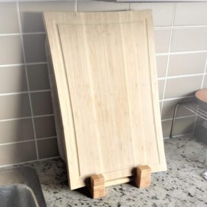 Stock N Wares Bamboo Cutting Board Holder, Pot Lid Holder, Cook Book Stand, Tablet Holder for Kitchen, Stylish Low Profile, 10.38" Lx7 Wx2.5 H(26.35cmx17.78cmx6.35cm)