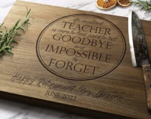 personalized teacher retirement cutting board - engraved gifts, personalized cutting board, retirement gift, gift for retirement