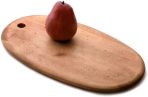 j.k. adams 14.5” x 8.5” maple wood artisan cutting board with distressed finish, oval-shaped