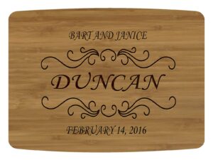da vinci personalized custom natural bamboo cutting board for wedding, engagement, house warming gift. your text or message laser engraved on the board (12x16 inch)