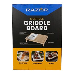 RAZOR Multipurpose Griddle Cutting Board with Covered Food Storage, Brown, 08811RZ