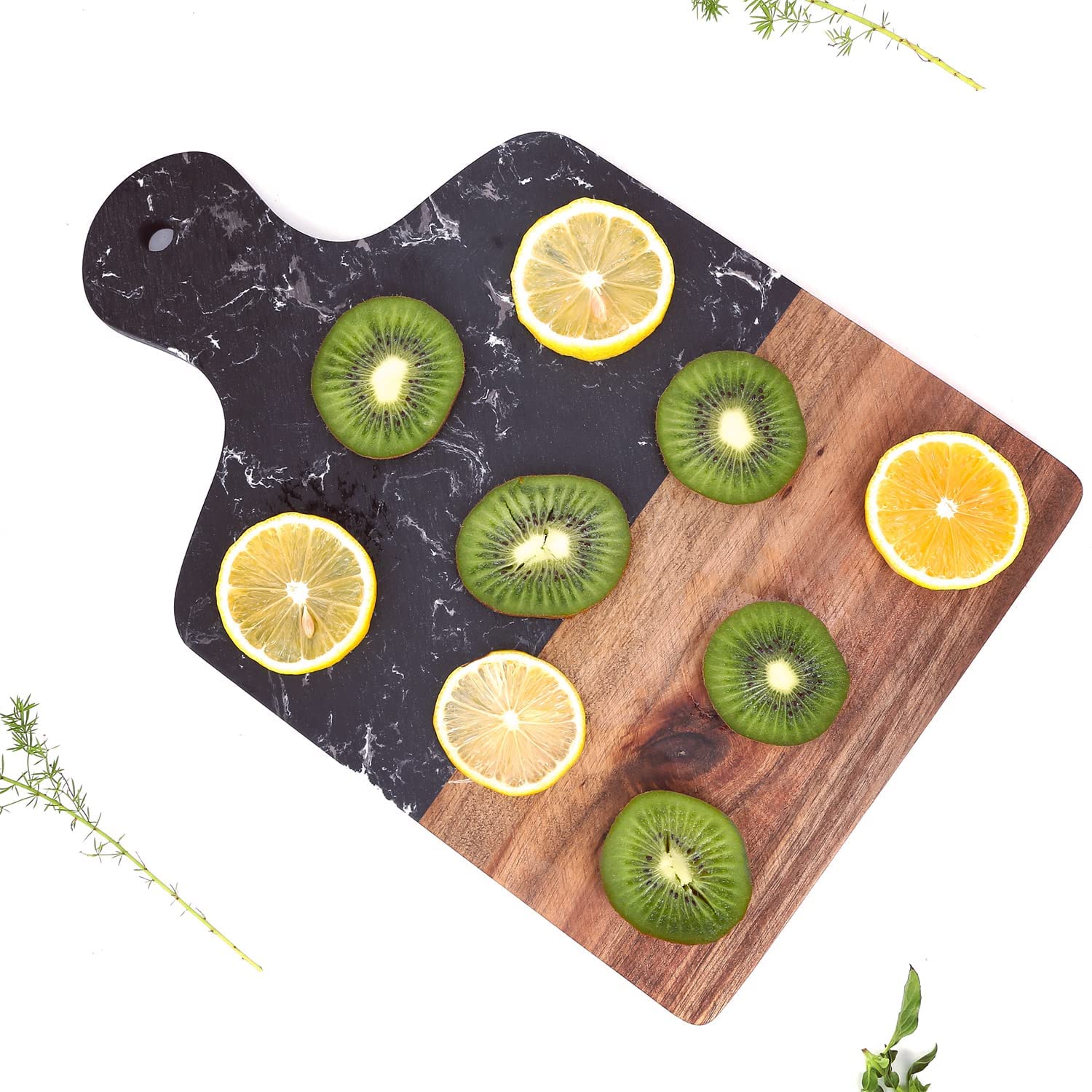 Uniharpa Cutting Board, Acacia Wood Cutting Board Solid Wood Marble Splicing Cutting Board Household Cutting Board for Meat Bread Fruits.