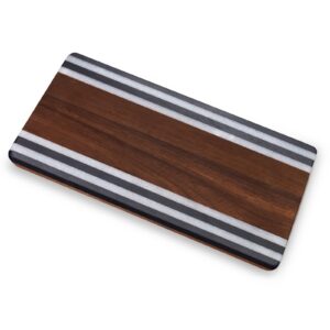fkksparkler marble and wood cutting boards, 14 x 7 inches charcuterie boards, acacia wood serving board for kitchen, cheese board with black and white marble edges trays for serving food.