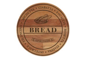 bisetti bt-26804"bread" beech wood round cutting board, 11.8", brown