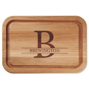 initial personalized red alder wooden cutting board - custom engraved 11 x 16-inch, chopping and serving boards, wedding and housewarming gifts, add initial and last name, by lillian vernon