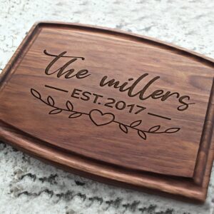 Personalized Charcuterie Board Custom Mr Mrs Cutting Board Arched Wood Engraved Walnut Cutting Board