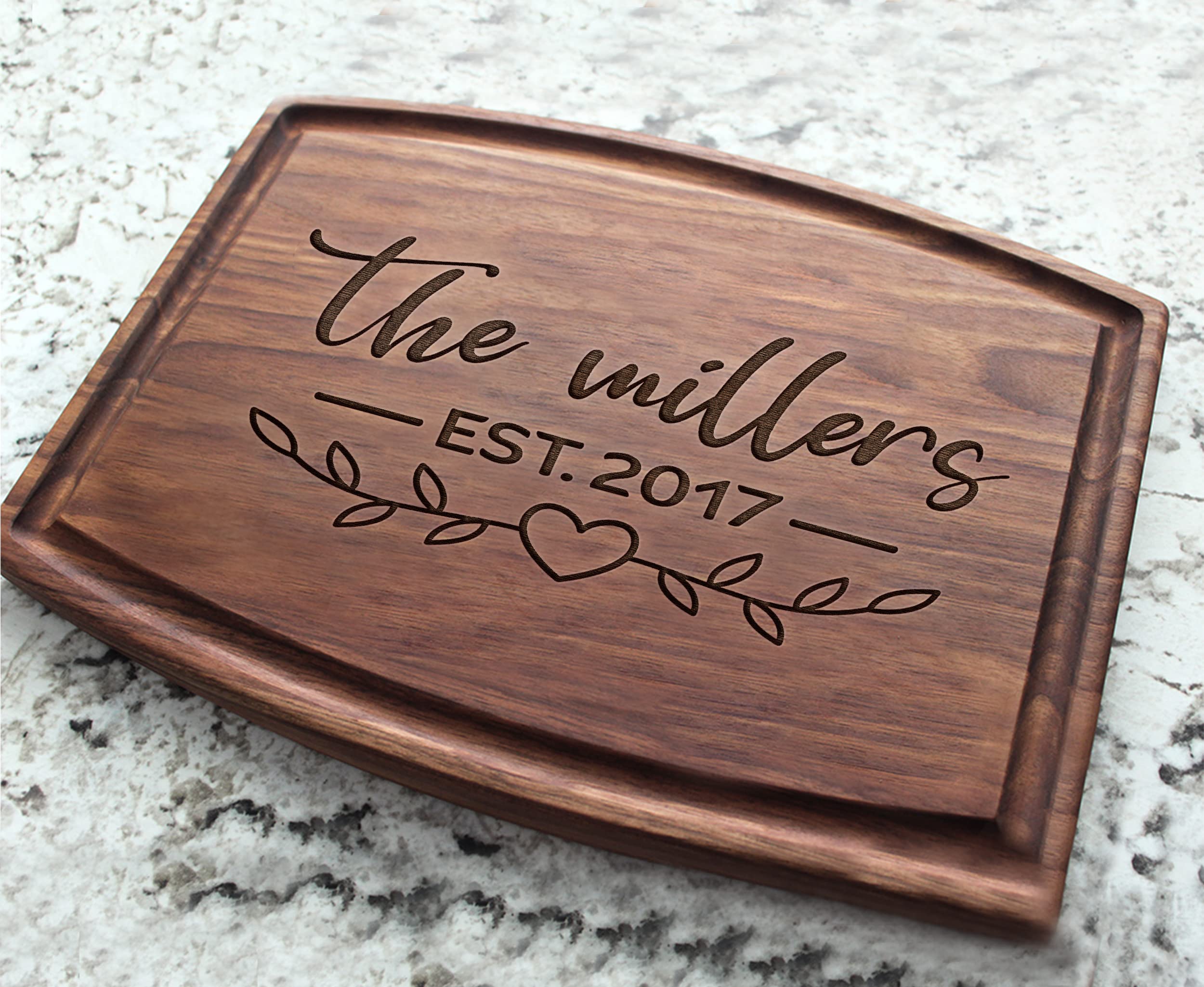 Personalized Charcuterie Board Custom Mr Mrs Cutting Board Arched Wood Engraved Walnut Cutting Board