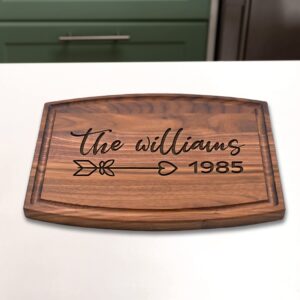 Personalized Charcuterie Board Custom Mr Mrs Cutting Board Arched Wood Engraved Walnut Cutting Board