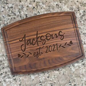 Personalized Charcuterie Board Custom Mr Mrs Cutting Board Arched Wood Engraved Walnut Cutting Board