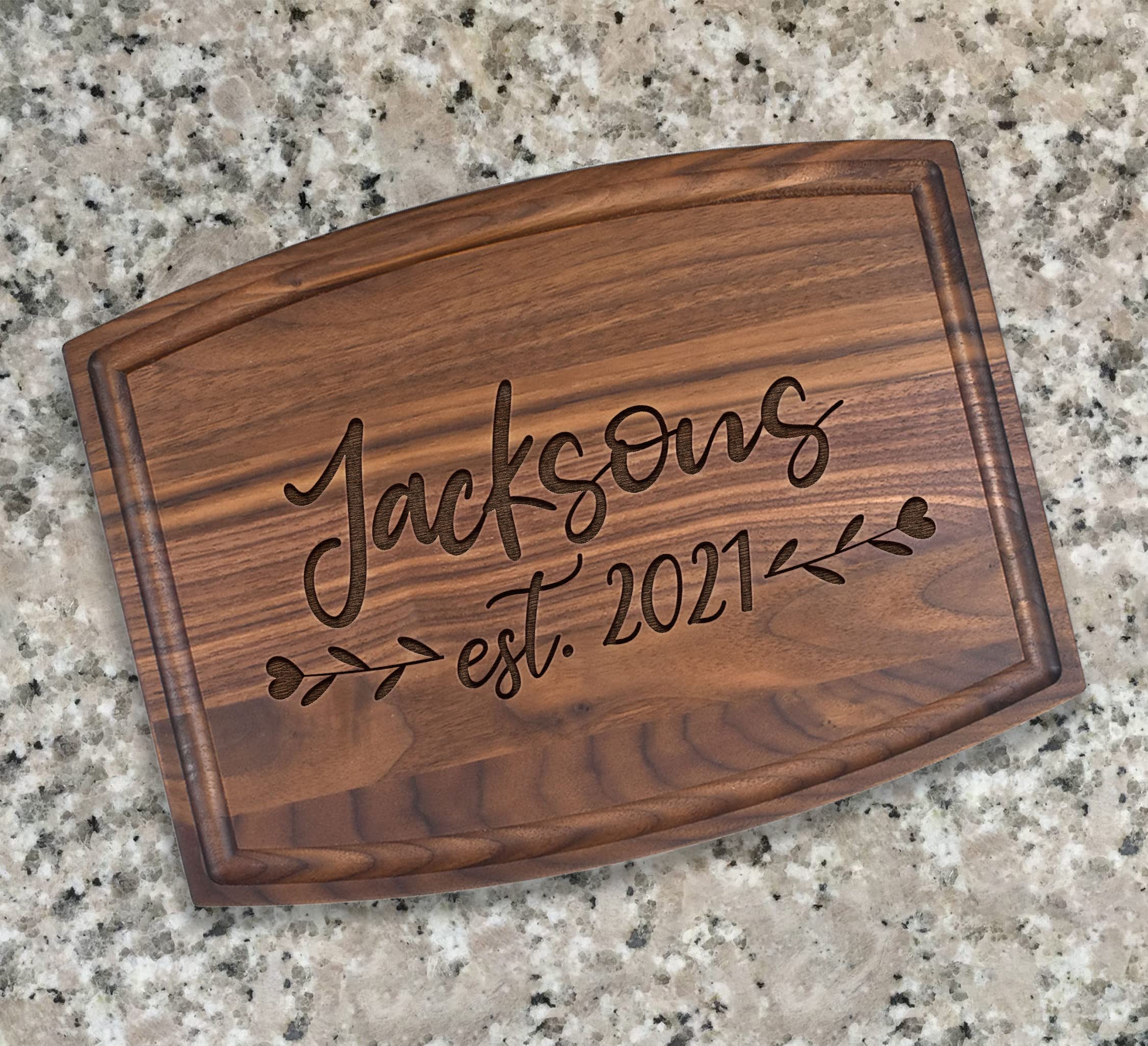 Personalized Charcuterie Board Custom Mr Mrs Cutting Board Arched Wood Engraved Walnut Cutting Board