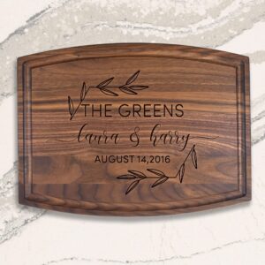 Personalized Charcuterie Board Custom Mr Mrs Cutting Board Arched Wood Engraved Walnut Cutting Board