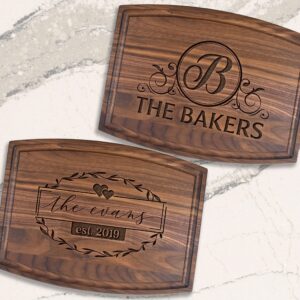 Personalized Charcuterie Board Custom Mr Mrs Cutting Board Arched Wood Engraved Walnut Cutting Board