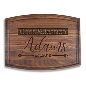 Personalized Charcuterie Board Custom Mr Mrs Cutting Board Arched Wood Engraved Walnut Cutting Board