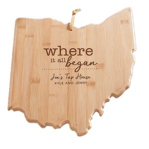 engraved where it all began ohio state cutting board, bamboo, personalized