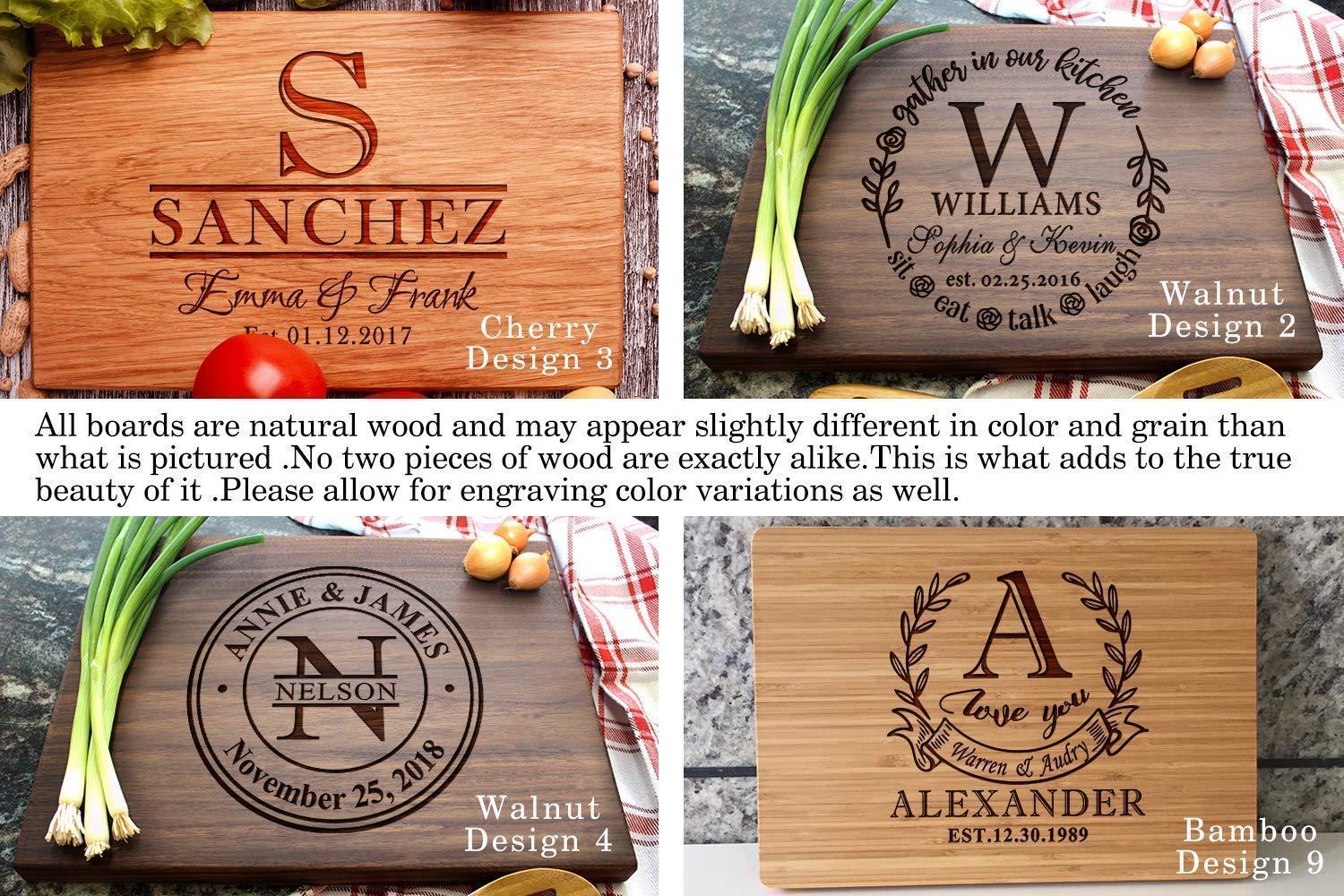 Personalized Cutting Boards, Wooden Custom Engraved Chopping Board for Wedding Gift, Bridal Shower, Engagement Gifts, Anniversary Gift, Housewarming Gift, Gift for friends