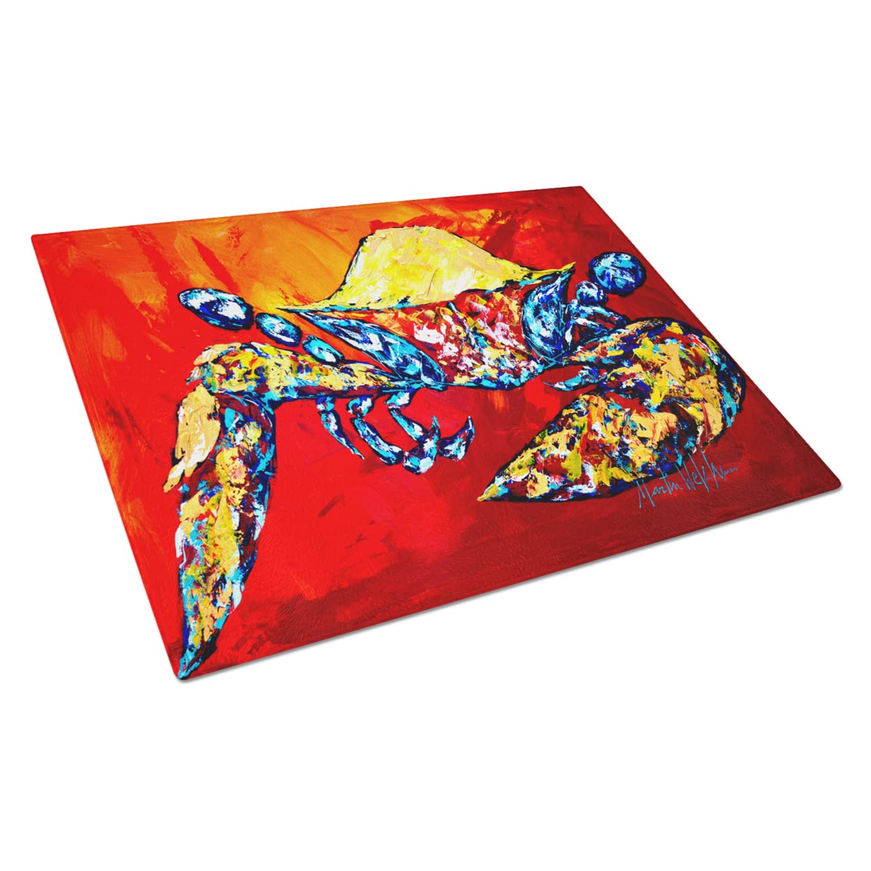 Caroline's Treasures MW1208LCB Bring it on Crab in Red Glass Cutting Board Large Decorative Tempered Glass Kitchen Cutting and Serving Board Large Size Chopping Board