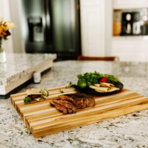 Terra Teak Extra Large Cutting Board 24 x 18 Inch - Thick Brazilian Teak Wood