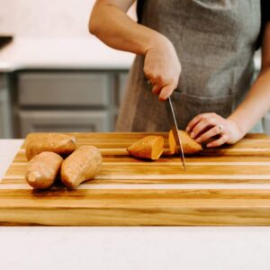 Terra Teak Extra Large Cutting Board 24 x 18 Inch - Thick Brazilian Teak Wood