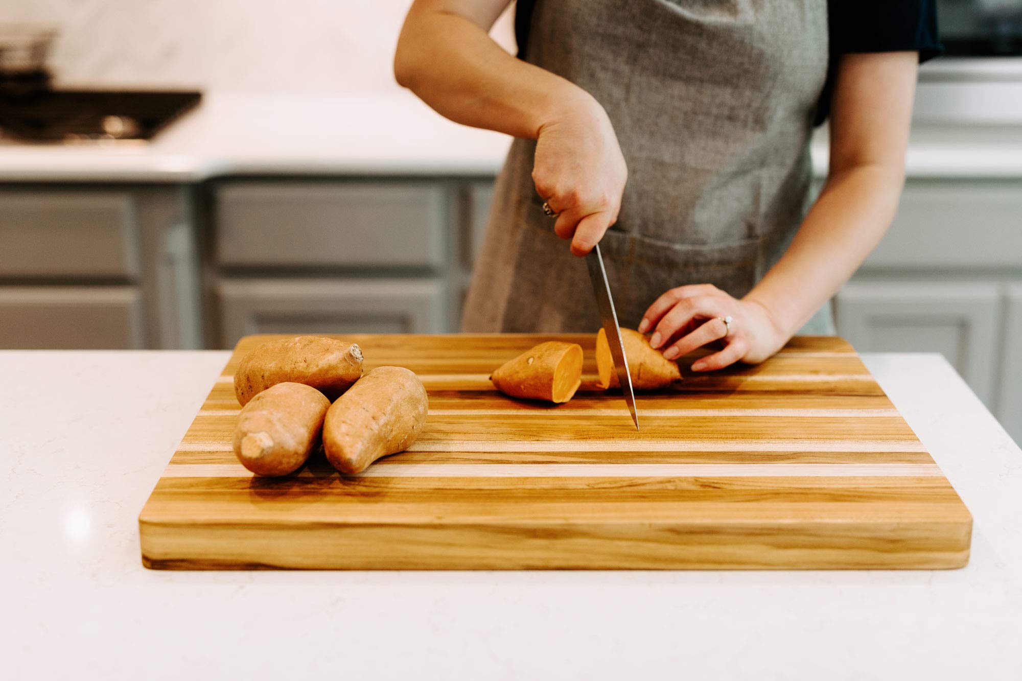 Terra Teak Extra Large Cutting Board 24 x 18 Inch - Thick Brazilian Teak Wood