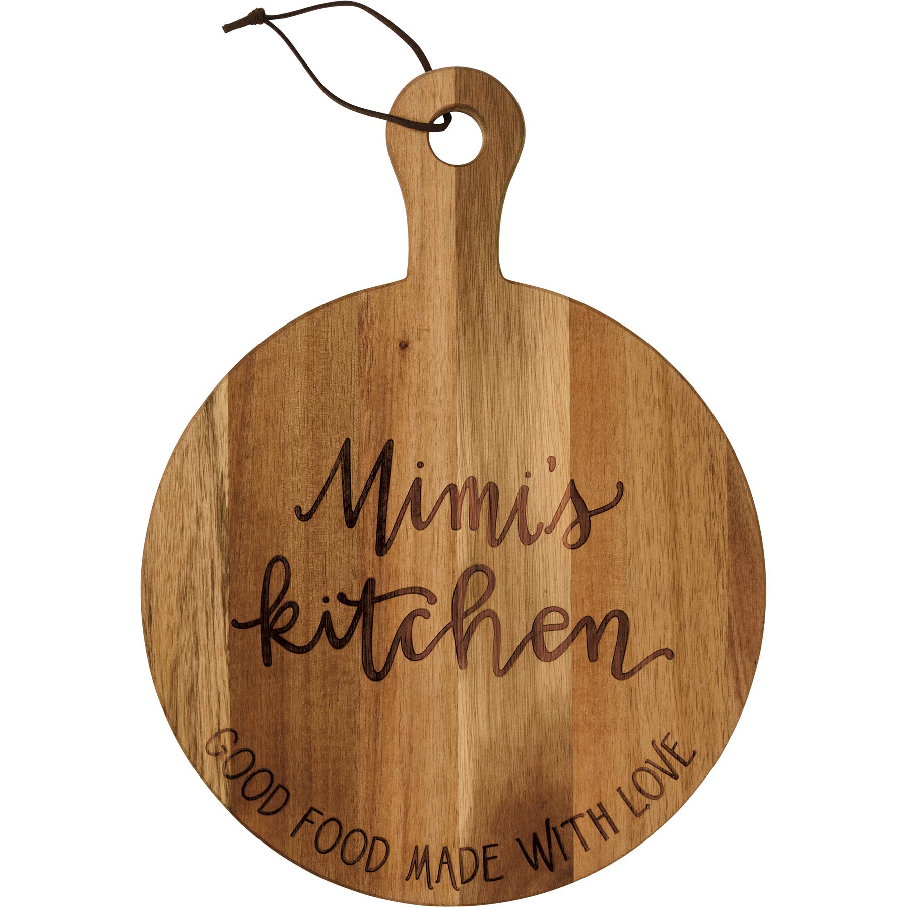 Primitives By Kathy Mimi's Kitchen Food Made With Love Round Wooden Cutting Board 10 Inch