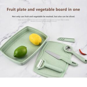 Fruit Cutting Board and Knife Box ,Multifunction Kitchen Tool Set with Fruit Knife, Bottle Opener,Cutting Board,Fruit Dish for Camping,Picnic and BBQ