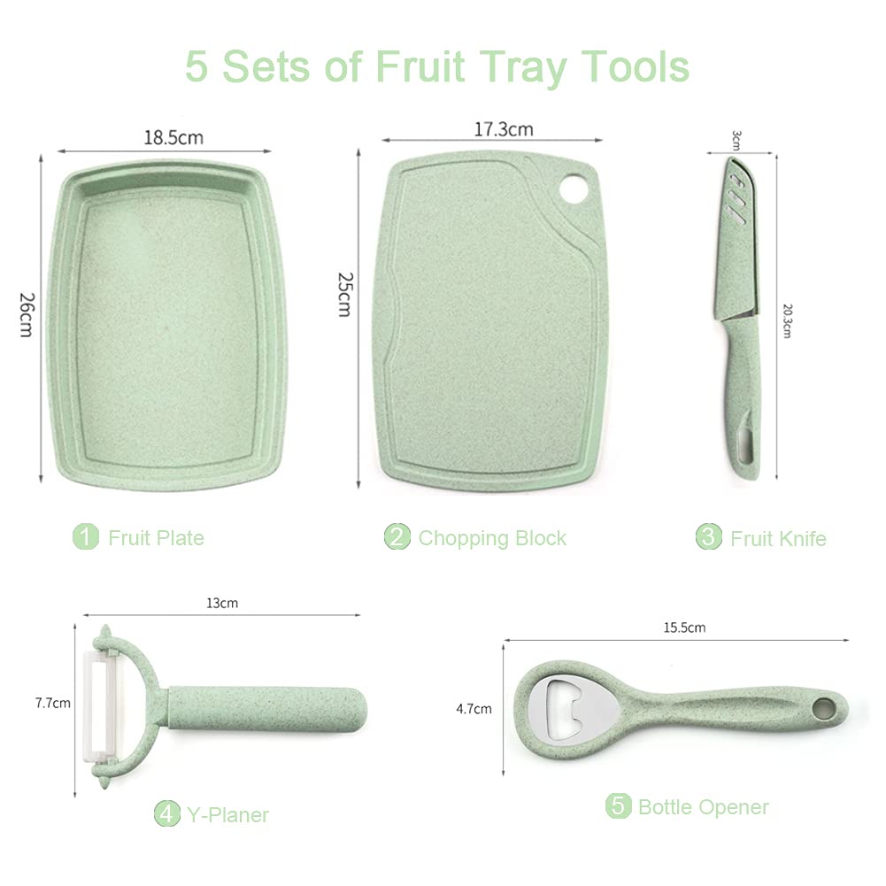 Fruit Cutting Board and Knife Box ,Multifunction Kitchen Tool Set with Fruit Knife, Bottle Opener,Cutting Board,Fruit Dish for Camping,Picnic and BBQ