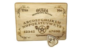 ouija spirit talking bamboo cutting board with slider/kitchen carving board 12x9 / novelty ouija board
