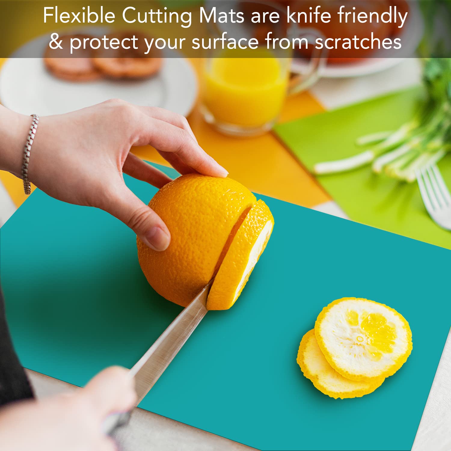 Cut N' Funnel Multi-Size Flexible Cutting Board Mats 3 Pack Made in the USA of BPA Free Food Grade Plastic, Dishwasher Safe